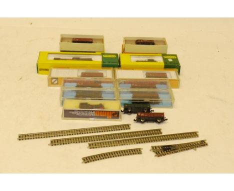 Continental N Gauge Steam Locomotives Stock and Track, including Minitrix 2-6-0 and tender, 0-6-0T in original boxes, Fleisch