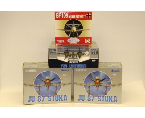 Armour Collection WWII Aircraft, A boxed group of 1:48 scale US and German aircraft, comprising, 98010 BF 109F Messerschmitt,