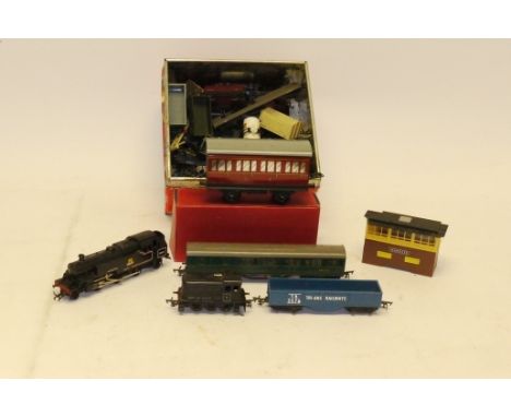 Tri-ang OO Gauge Trains, comprising boxed BR 2-6-2T in black, F, transfers rubbed, box G but unlabelled, T/C series Gondola c