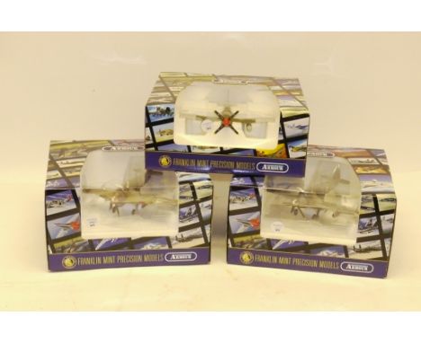 Franklin Mint Armour Collection Aircraft Models, A boxed trio of 1:48 scale British WWII aircraft, comprising, B11B557 P-51 M