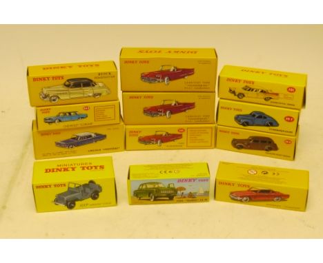 Atlas Editions Dinky, A boxed group of twelve models, including  vintage private Ford, Jeep, Studebaker, Chevrolet, Lincoln, 