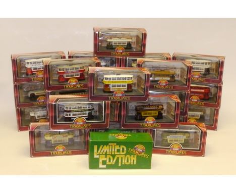 Corgi Tramlines, A boxed collection of vintage trams including a C992/5 limited edition example, G-E, Boxes F-G, (26) 