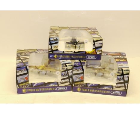 Franklin Mint Armour Collection Aircraft Models, A boxed trio of  1:48 scale British WWII aircraft, comprising, 98266 DB1 Dau