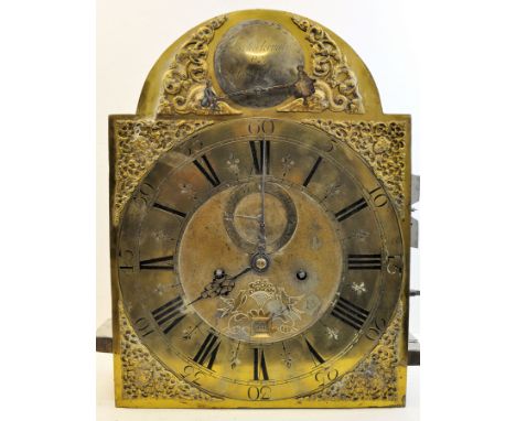 A Longcase Clock, the brass arched dial inscribed 'Jos Jackeman on London Bridge' the arch with a see-saw automaton, seconds 