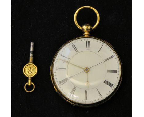 A Victorian key wind open face Pocket Watch by Roule & Rawson, Wigan, no. 3916, with white dial and sweep second hand, in an 