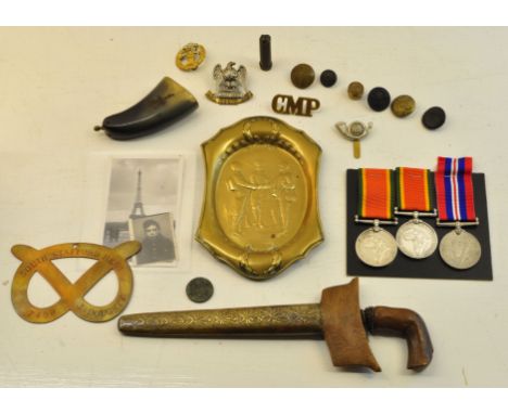 An Africa Service Medal to F Kotso; another to C E Wilkinson, various other Military Badges, etc. 