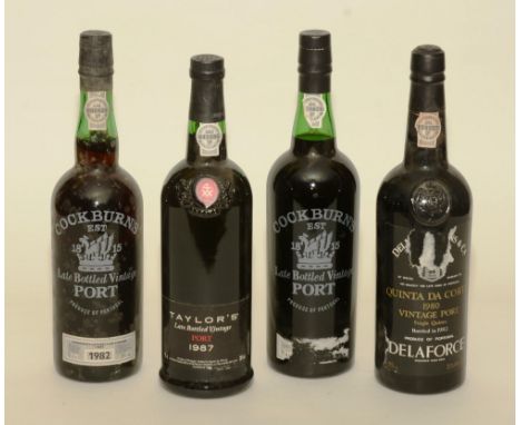 Cockburns 1982 Late Bottled Vintage Port, 70cl, 20% vol, together with Cockburns Late Bottled Vintage Port, label torn to bas