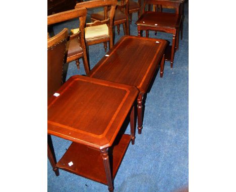 A modern coffee table, together with a pair of matching lamp tables and a wall mirror (6)