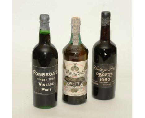 Fonseca Finest 1963 Vintage Port, Crofts 1960 Vintage Port, bottled 1962 in Oporto, Vinfo of Oporto, c.1960's/70's, level at 