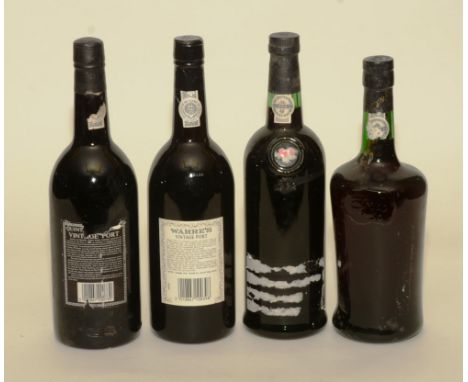 Warres 1975 Vintage Port, no labels to front, together with Taylors Vintage Port and two other Vintage Ports, no labels (4)