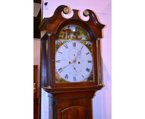 A 19th century mahogany longcase clock by Jon Pringle Earlstown, with glazed swing door enclosing an enamel dial with Roman n