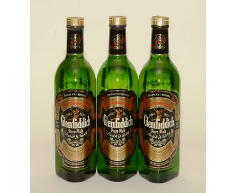 Three bottles of Glenfiddich Special Old Reserve Single Malt Scotch Whisky, 70cl, 40% vol, two tubed, one in Clan of the High