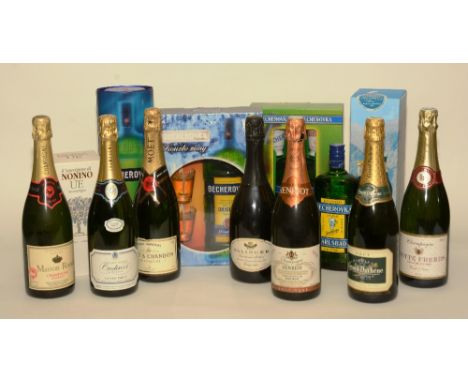 Moet & Chandon Champagne, 12% vol, 750ml, together with Henriot 1979 Champagne, 750ml, 12% vol, Canaro-Duchene Champagne, 750