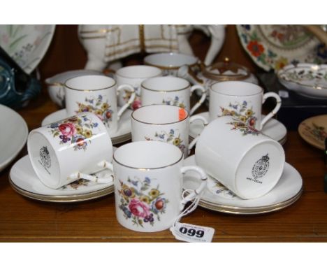 EIGHT ROYAL WORCESTER COFFEE CANS AND SAUCERS, floral pattern, together with four pieces of oriental teawares