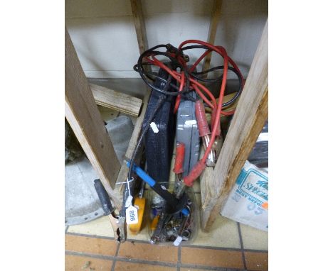 TWO TOOL BOXES, and a tub of tools, jump leads, etc