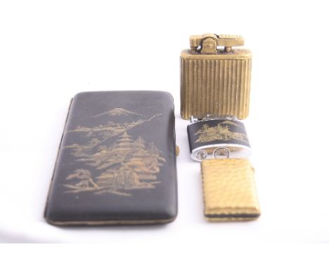 AN OMEGA CIGARETTE CASE AND LIGHTER, together with a vesta and another lighter (4)