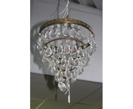 A CHANDELIER, with cut glass droppers