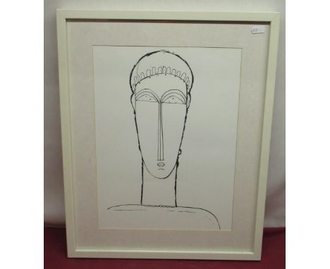 Eastern School (Contemporary): Portrait study of a young lady, head and shoulder, monochrome print, 49cm x 39cm 