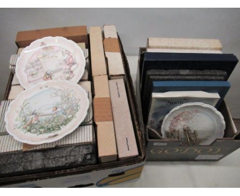 Large collection of collectors plates, including a set of four Royal Doulton Wind in the Willows collectors plates by Christi