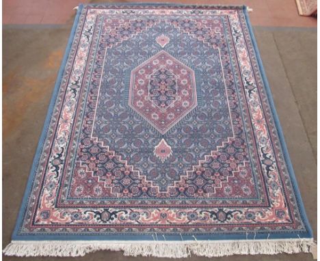 Late C20th Italian Karadagh traditional pattern, light blue ground wool and silk rug, 170cm x 250cm 