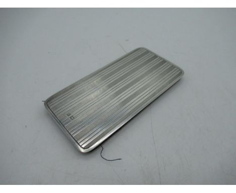 Hallmarked silver needle case with engine turned decoration and blue cloth interior, Birmingham 1917 