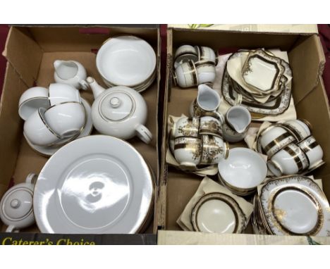 Meito China hand painted twelve place tea service with gilding, and a Harmony fine china white tea service with gilding (2 bo