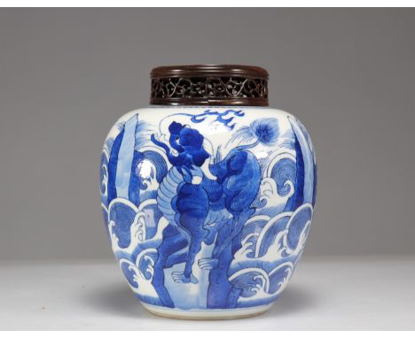 Blue white porcelain vase, animal decor, Kangxi period - Weight:  1.53 kg - Region: Chine - Sizes: H 215 mm D 190 mm