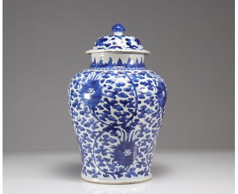 Kangxi blue white covered pot - Weight:  3.85 kg - Region: Chine - Sizes: H 380 mm D 230 mm