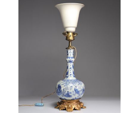 blue white porcelain lamp, transition period - Weight:  4.90 kg - Region: Chine - Sizes: H 700 mm D 190 mm - Condition detail