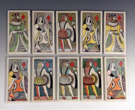 A set of H & R Johnson ceramic wall tiles, manufactured for Dorincourt Sheltered Industry, printed and painted in bright colo