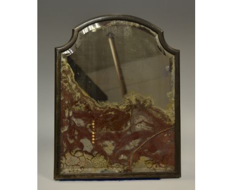 An early 20th century E.P.N.S. arched shaped rectangular easel mirror, by  Gustav Keller, 41.5cm high, 31cm wide, c.1900