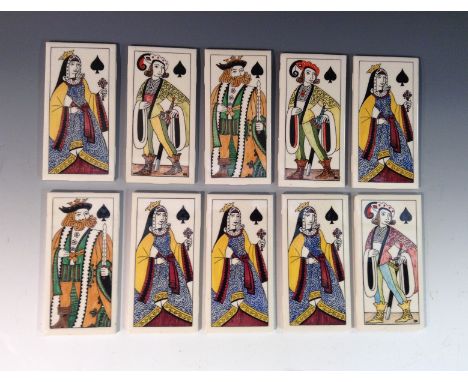 A set of H & R Johnson ceramic wall tiles, manufactured for Dorincourt Sheltered Industry, printed and painted in bright colo