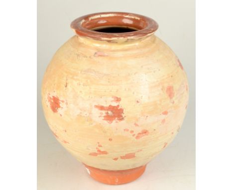 A large early 1920's Bernard Leach St Ives earthenware vase with cream glaze, script B. L seal and St Ives marks, height 31cm
