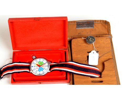A Heuer Yacht Timer reference 503512 the face with coloured segments and with seven jewel movement in original fitted box, ma