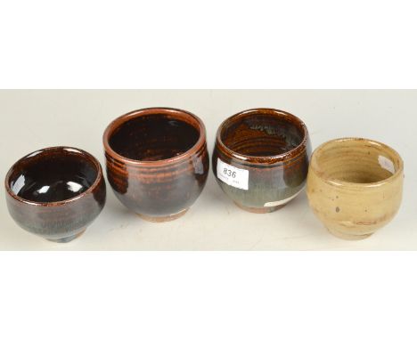Four Leach Pottery teabowls made by Trevor Corser. 