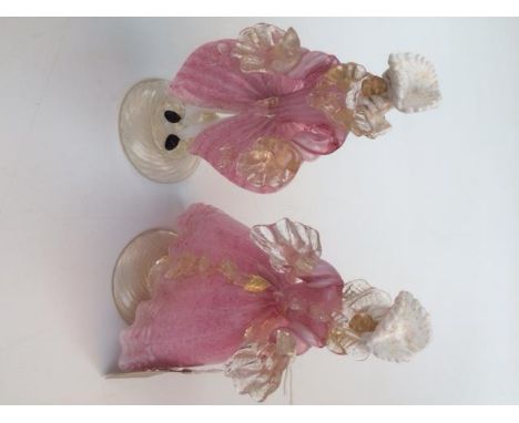 A pair of Murano lamp glass figures, maximum height 21cm.  Condition report: Damage