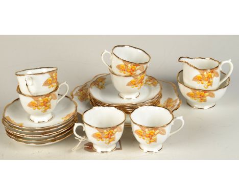 A Royal Albert orange Laburnum pattern tea service.