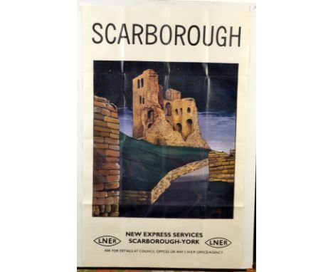 LNER Railway Poster
'Scarborough'
Advertising Express Services
101 x 62cm
  Good condition with light fold marks, no signatur