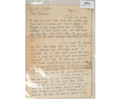 A letter to Bernard Leach from Marian describing a recent pottery sale held in Corvallis, Oregan, inviting Bernard over to vi