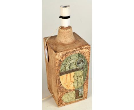 A Troika Pottery square section lamp base, painted initials LJ to base, height 29cm. 