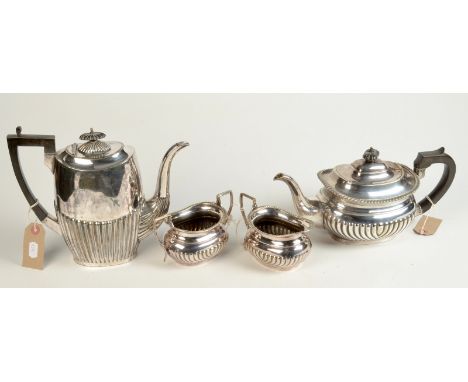 A half fluted four piece tea service by Mappin & Webb.