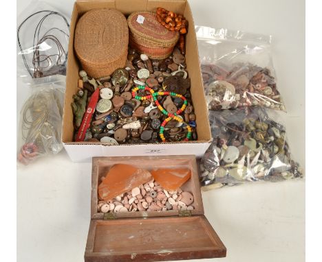 Hundreds of Leach Pottery and porcelain beads and pendants.