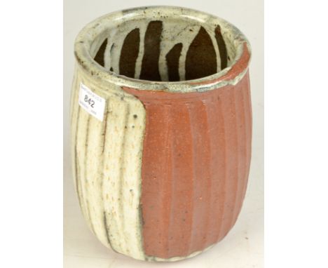 A Leach Pottery Trevor Corser fluted vase, height 20.5cm.
