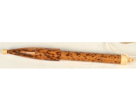 An early 20th century bamboo calligraphy brush with ivory mounts, this formed part of Trevor Corser's collection and possibly