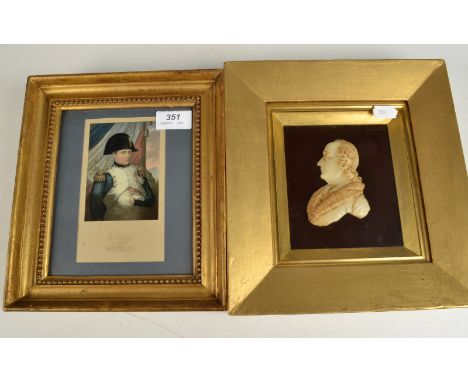 A wax silhouette portrait and a Baxter print "The Emperor Napoleon".