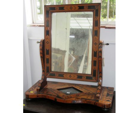 An Italian parquetry framed toilet mirror.