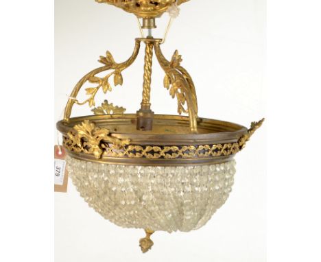 A gilt brass and glass basket chandelier, diameter 28cm.
