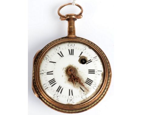 A small 18th century gold cased pocketwatch the movement signed 'A N D Clicart Lille' with white enamel dial and three tone g