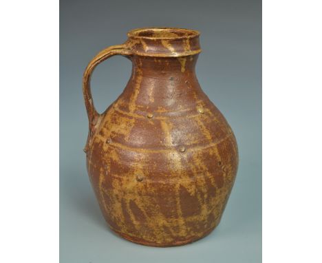 A fine William Marshall, large early stoneware Leach Pottery jug, with small raised applied 'button' decoration, height 29.5c