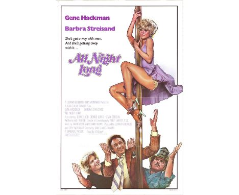 Vintage poster from the 1981 movie: All Night Long starring Gene Hackman and Barbara Streisand. Issued: 1981Dimensions: 27"L 